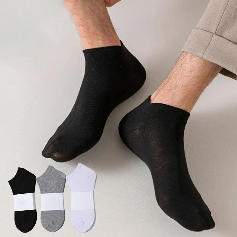 10 Pairs Men's Boat Socks Invisible Low Cut Silicone Non-slip No-show Summer Ankle Socks Solid Color Casual Breathable Comfortable (image for) 10 Pairs Men's Boat Socks Invisible Low Cut Silicone Non-slip No-show Summer Ankle Socks Solid Color Casual Breathable Comfortable